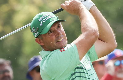 Padraig Harrington hits shot off his knees out of a tree in R1 of Houston Open!