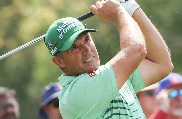 Padraig Harrington hits shot off his knees out of a tree in R1 of Houston Open!