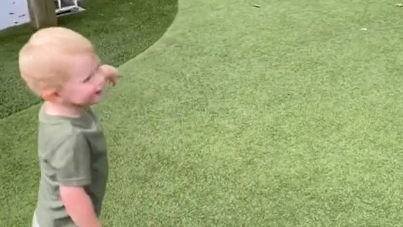 DO NOT play for money against this golf-mad baby - WATCH THIS