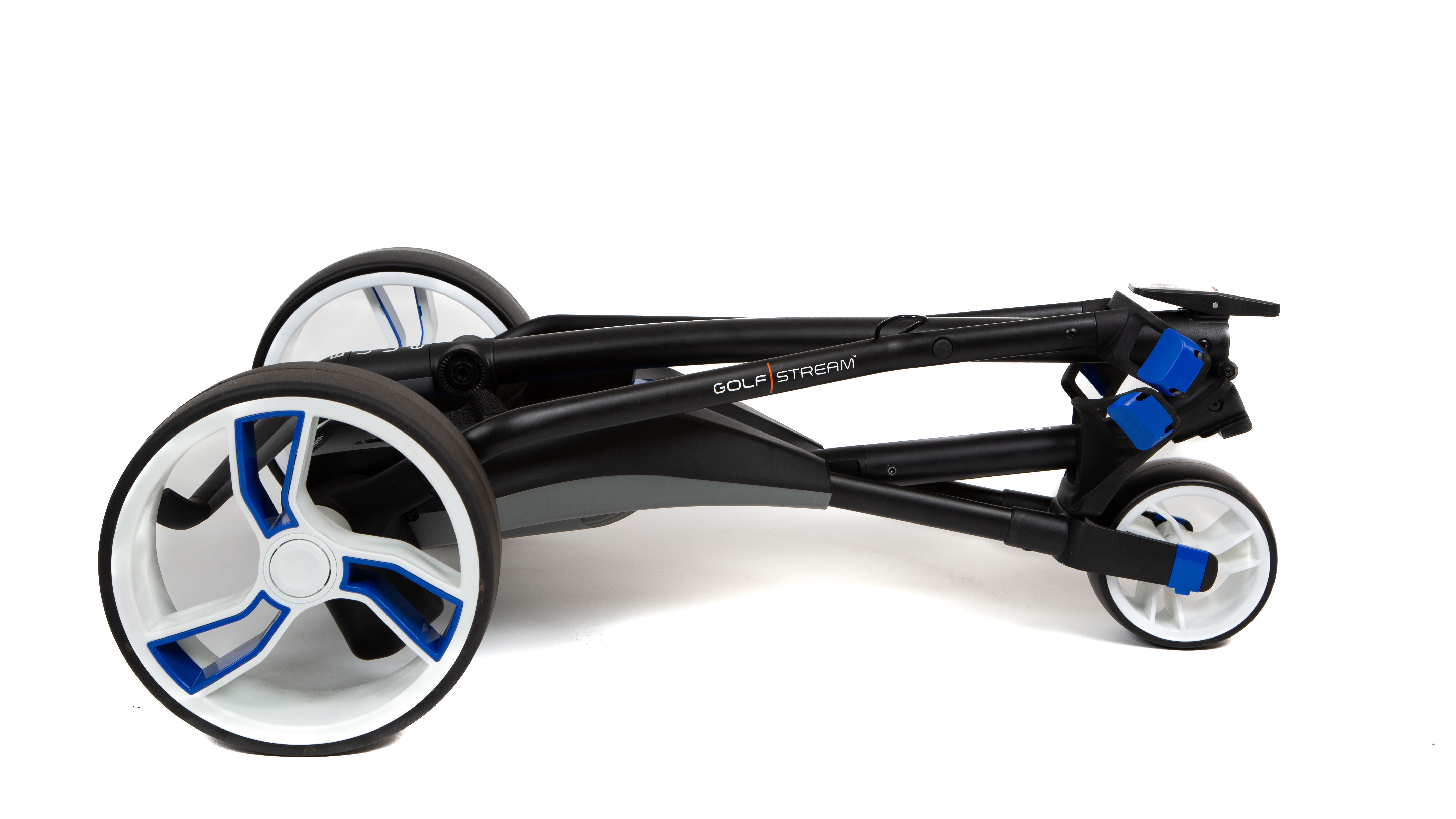 New Golfstream Blue electric golf trolley goes back to basics