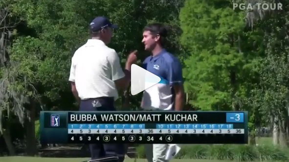 Bubba Watson and Matt Kuchar slap each other at Zurich Classic