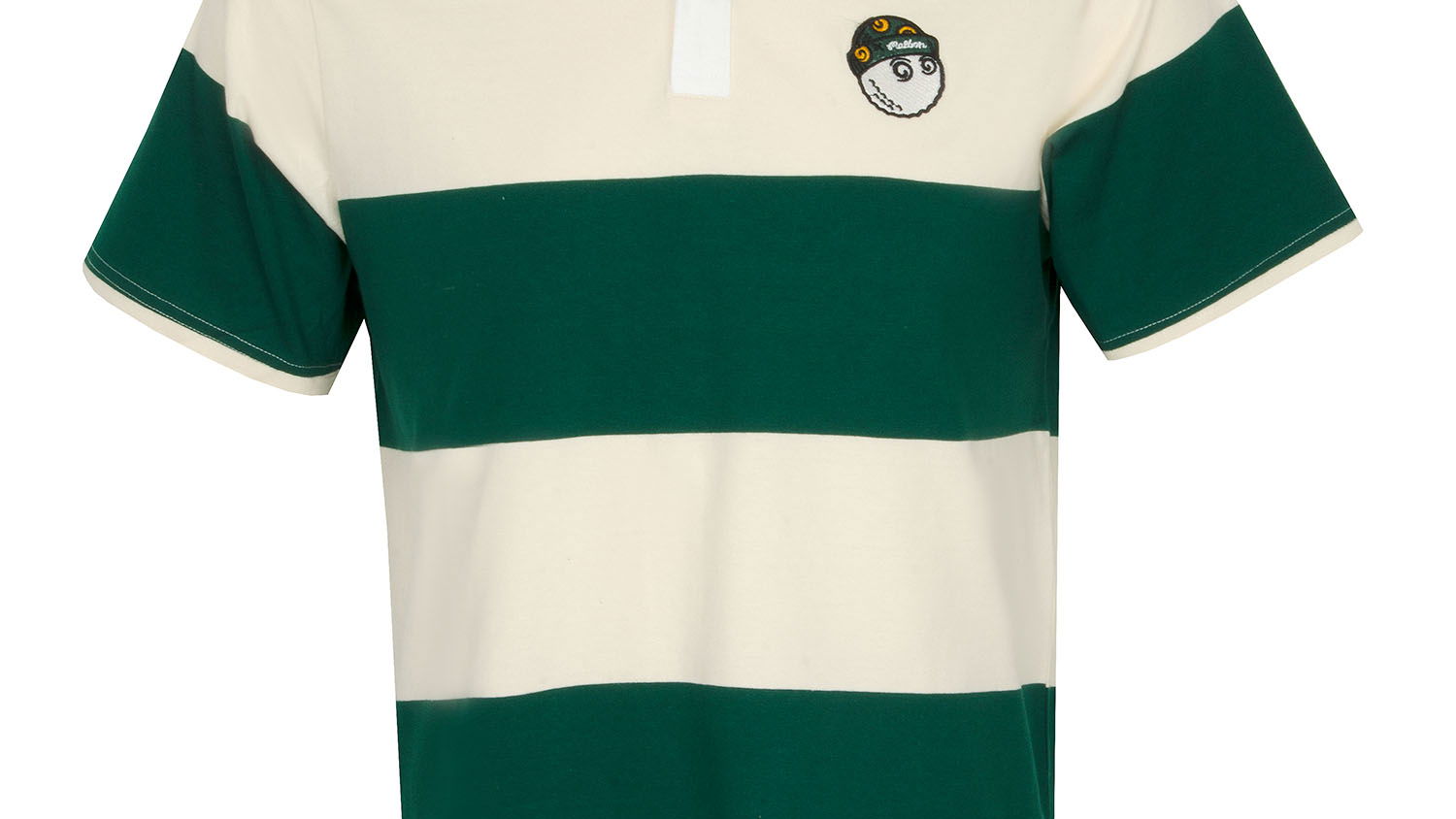 MALBON WIZ STRIPED POLO SHIRT - CREAM/FOREST