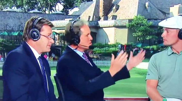 WATCH: Faldo puts glasses on upside down during interview with Bryson