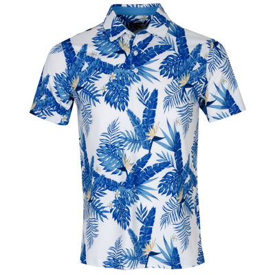 PUMA CLOUDSPUN ALOHA POLO SHIRT - WHITE GLOW/FESTIVE BLUE