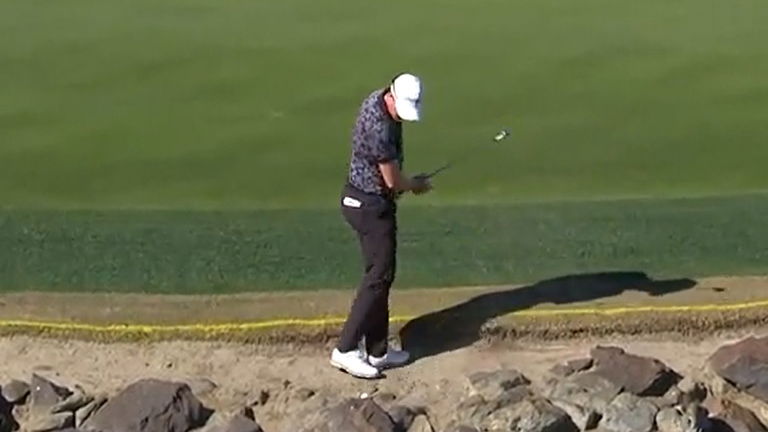 WATCH: PGA Tour pro has an absolute MARE on the rocks at American Express