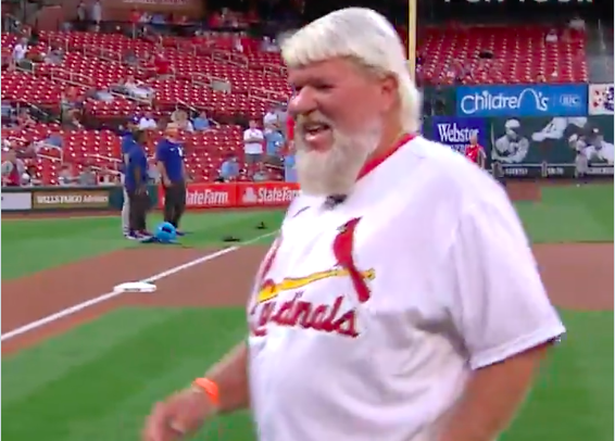 John Daly throws FIRST PITCH at St. Louis Cardinals baseball game