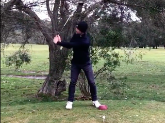 Can this player move the OVERHANGING TREE to take his tee shot?