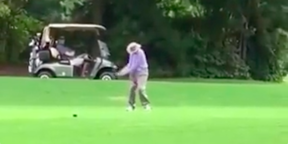 Passionate 102-year-old golfer has TANTRUM after bad tee shot