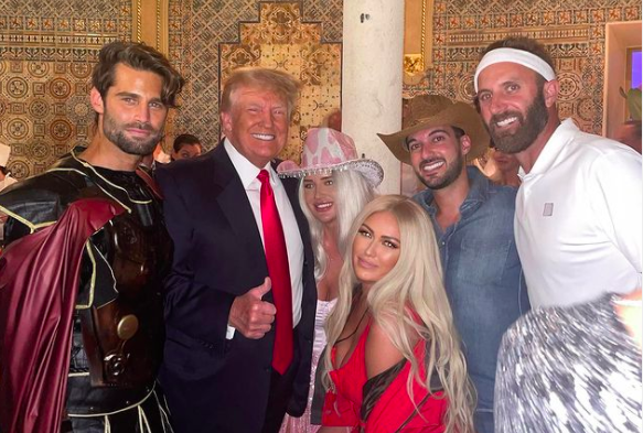 Dustin Johnson and Paulina Gretzky celebrate Halloween with Donald Trump!