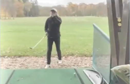 England Golfer performs AMAZING TRICK SHOT on driving range