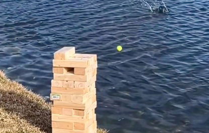 WATCH: Incredible golfer plays GOLF JENGA by skipping shot across lake