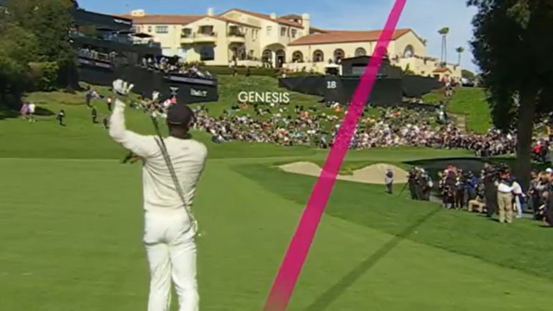 WATCH: Tiger Woods hits shocking shank on 18 at Genesis Invitational