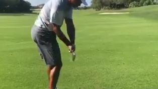 Watch: Woods hitting full iron shots