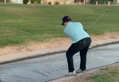 Golfer attempts hitting a MOVING BALL in the water - here's the official ruling!