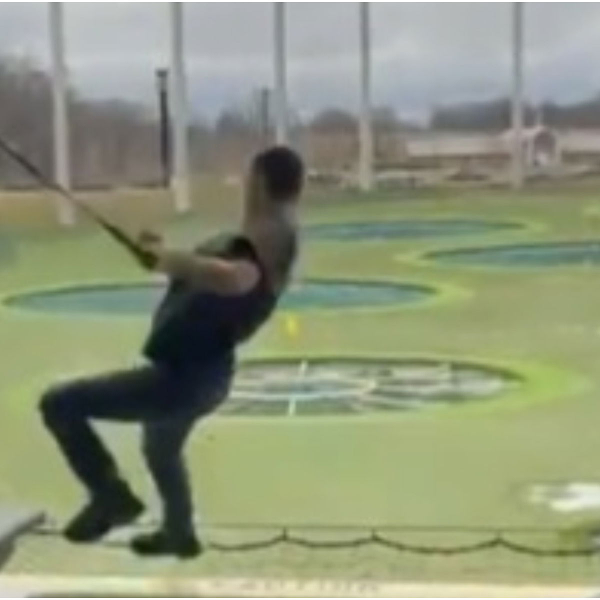 Topgolf user attempts HAPPY GILMORE but does a 360 into the nets