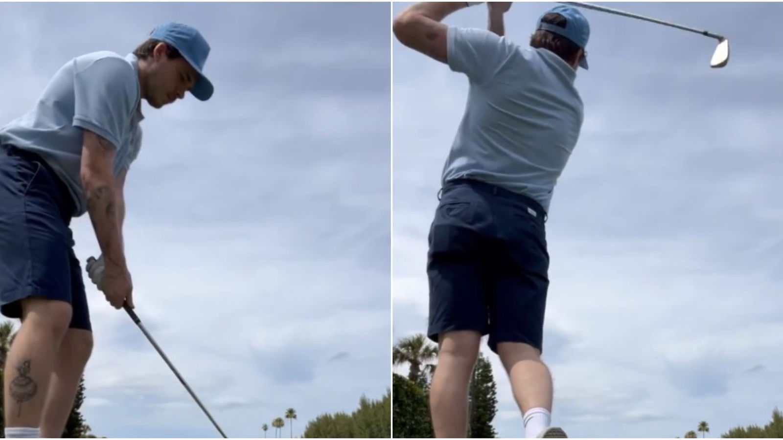 Brooklyn Beckham showcases golf swing as he gets stuck into married life