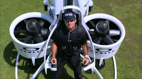 Bubba Watson shows off his $250,000 golf cart jetpack