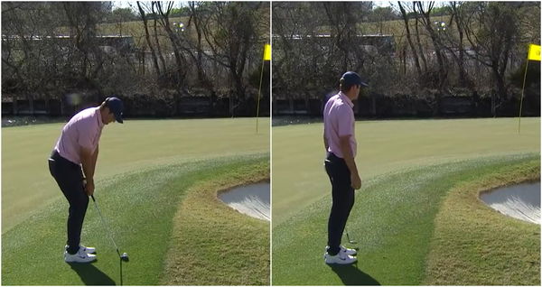 WATCH: Scottie Scheffler misses spot, chips into the bunker, then holes out!