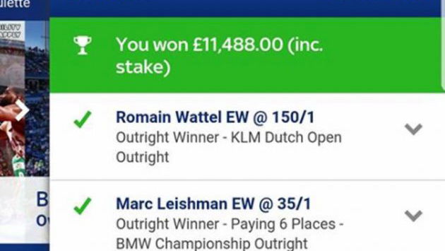 Golf punter wins just shy of £11,500 from just £4