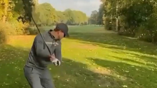 Golfer attempts to SMASH drive but ends up hitting it 30 YARDS BEHIND HIM!