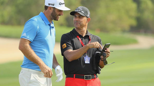 Dustin Johnson SPLITS with golf swing coach Claude Harmon