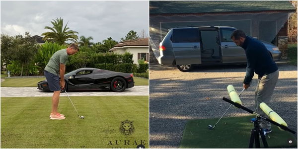 Golf coach hits shots through wife's MINIVAN to simulate pressure