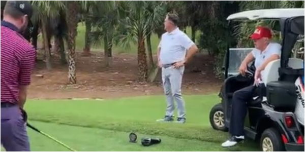 'Hitting a drive for 45': Golfer SMACKS "500-yard" BOMB in front of Donald Trump