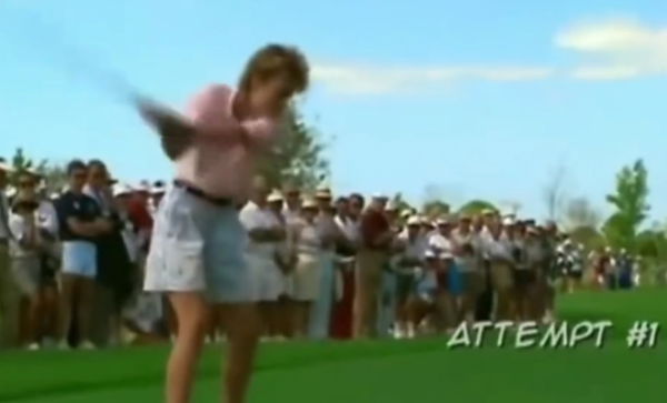 Lady golfer CRUSHES golf fan TWICE IN A ROW at tournament