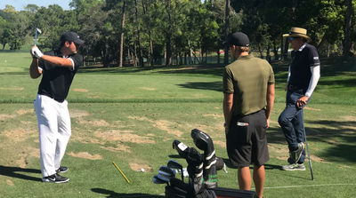 Justine Reed phones David Leadbetter to look at Patrick's golf swing!