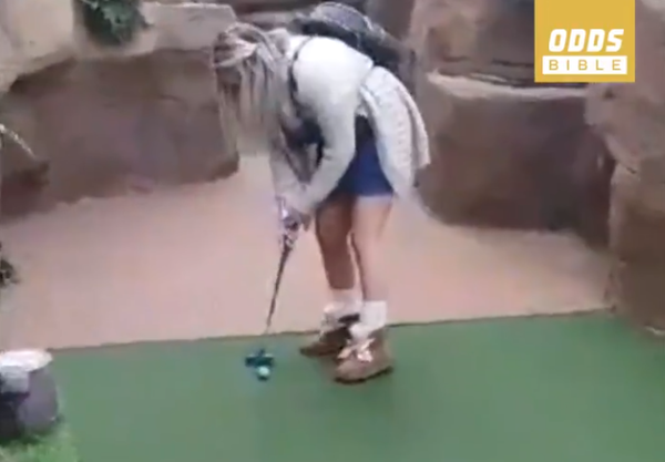 WATCH: Is this the LUCKIEST mini golf putt you've ever seen before?!