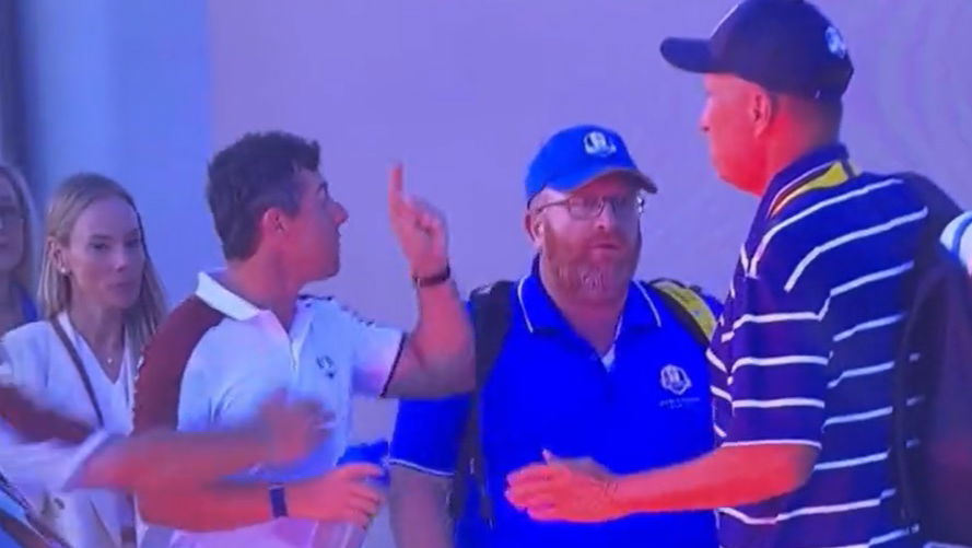 Rory McIlroy FUMING with caddie in car park after controversy at Ryder Cup