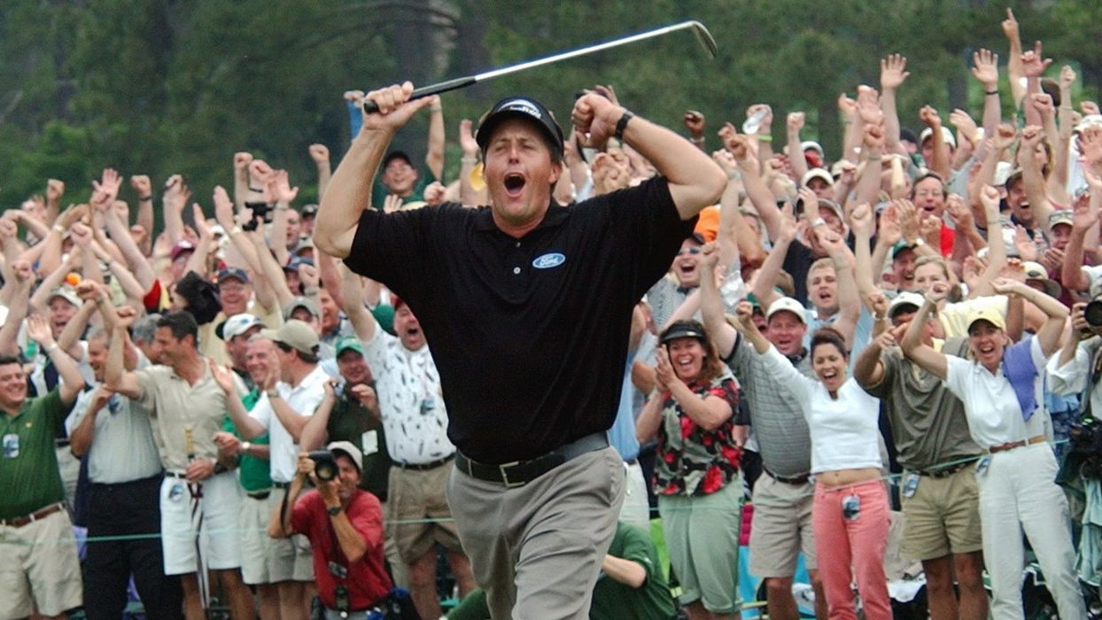 WATCH: Phil Mickelson holes two balls with one putt on lightning green