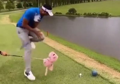 Golfer PRANKED before tee shot using a headcover in HILARIOUS video