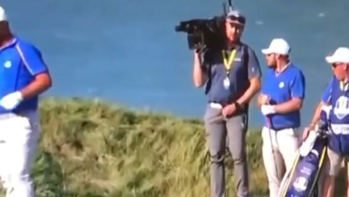 WATCH: Jon Rahm and Tyrrell Hatton react as cameraman stops to ZIP UP HIS FLIES!