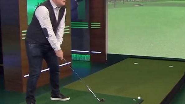 WATCH: Geoff Shreeves does a Sergio Garcia at the 15th! 