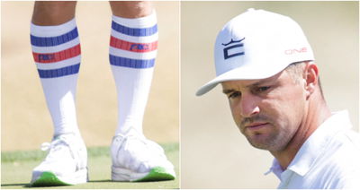 Humour and horror: Socks worn by Bryson DeChambeau's caddie grab attention