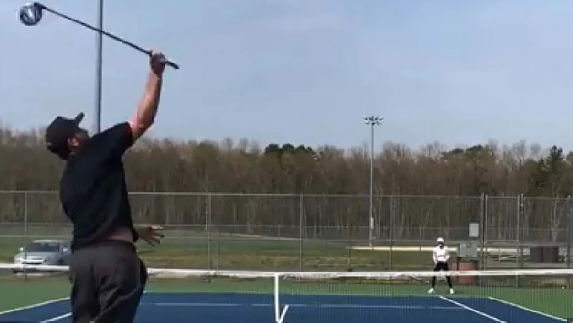 Golf trick shot artist hits ace with golf driver