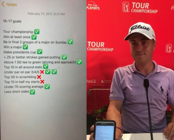 Justin Thomas reveals his 2017 goals on his iPhone