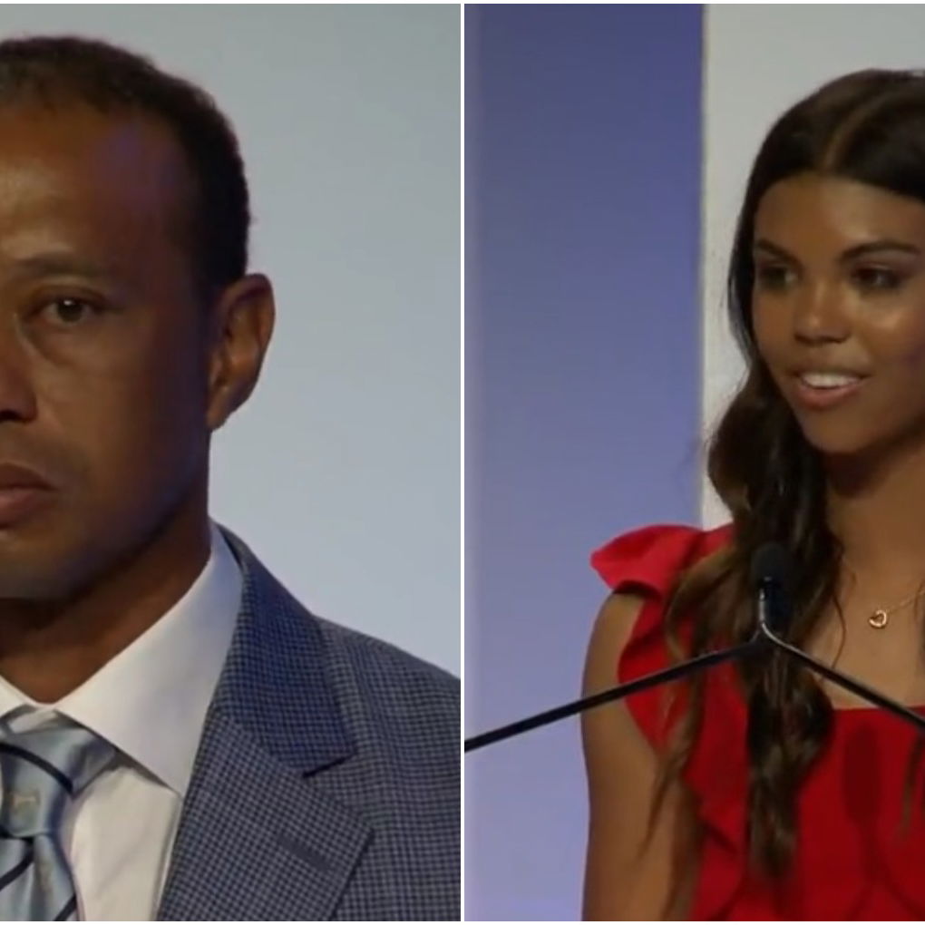 Tearful Tiger Woods inducted into Hall of Fame after powerful Sam speech