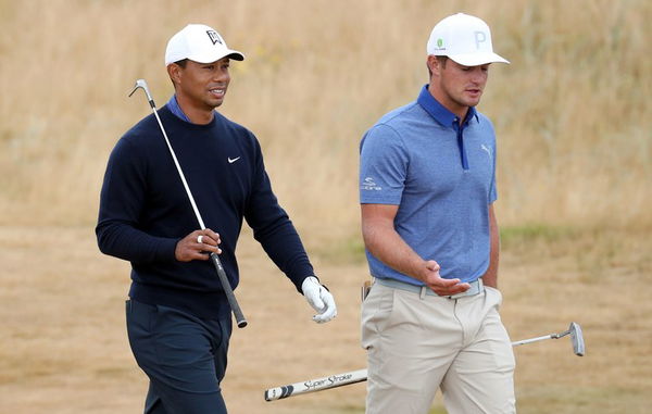 Tiger Woods and Bryson DeChambeau testing each other's golf balls