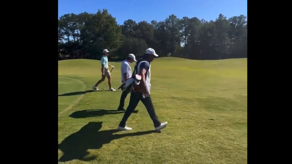 Tiger Woods strides towards golf return as Charlie Woods struggles in event
