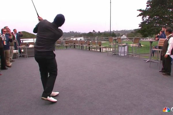 WATCH: NFL legend Tony Romo plays SHOT OF YEAR from hospitality tent! 