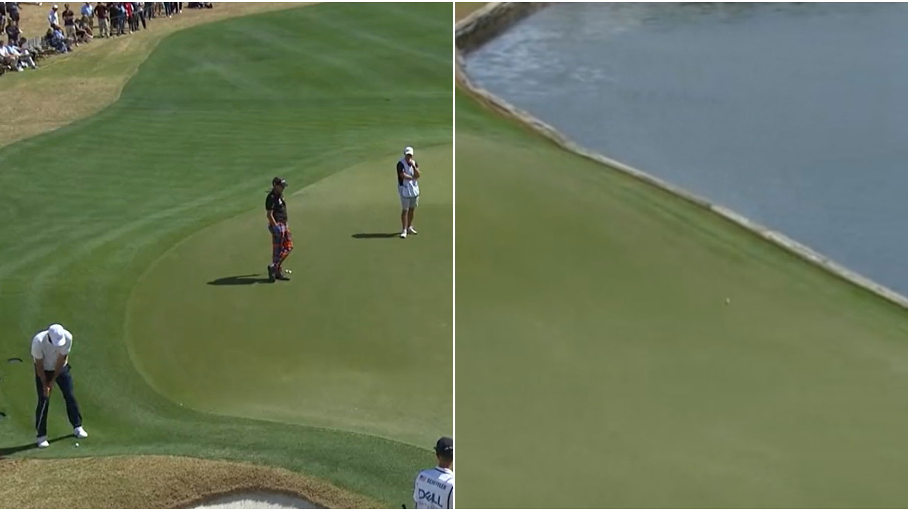 WATCH: Scottie Scheffler proves he is mortal, puts eagle PUTT in the water!