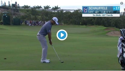 WATCH: Schauffele holes out TWICE, then tops drive en route to win!