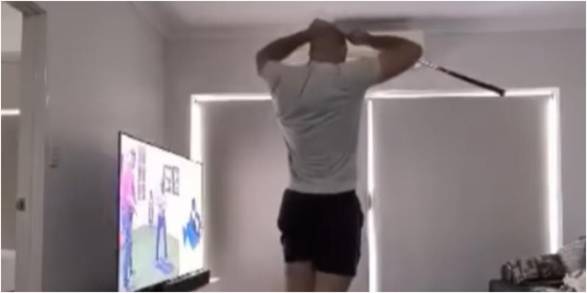 'This was a twist I didn't see coming': Golfer smashes COFFEE table doing drills