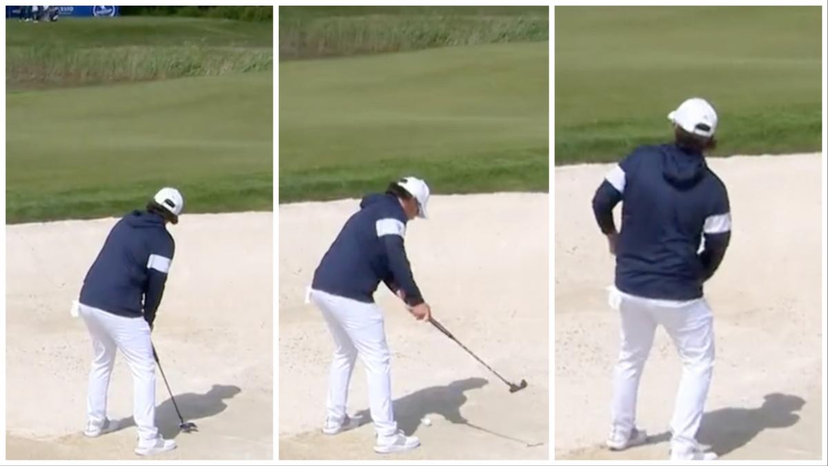 WATCH: Pro PUTTS out of a BUNKER during DP World Tour event