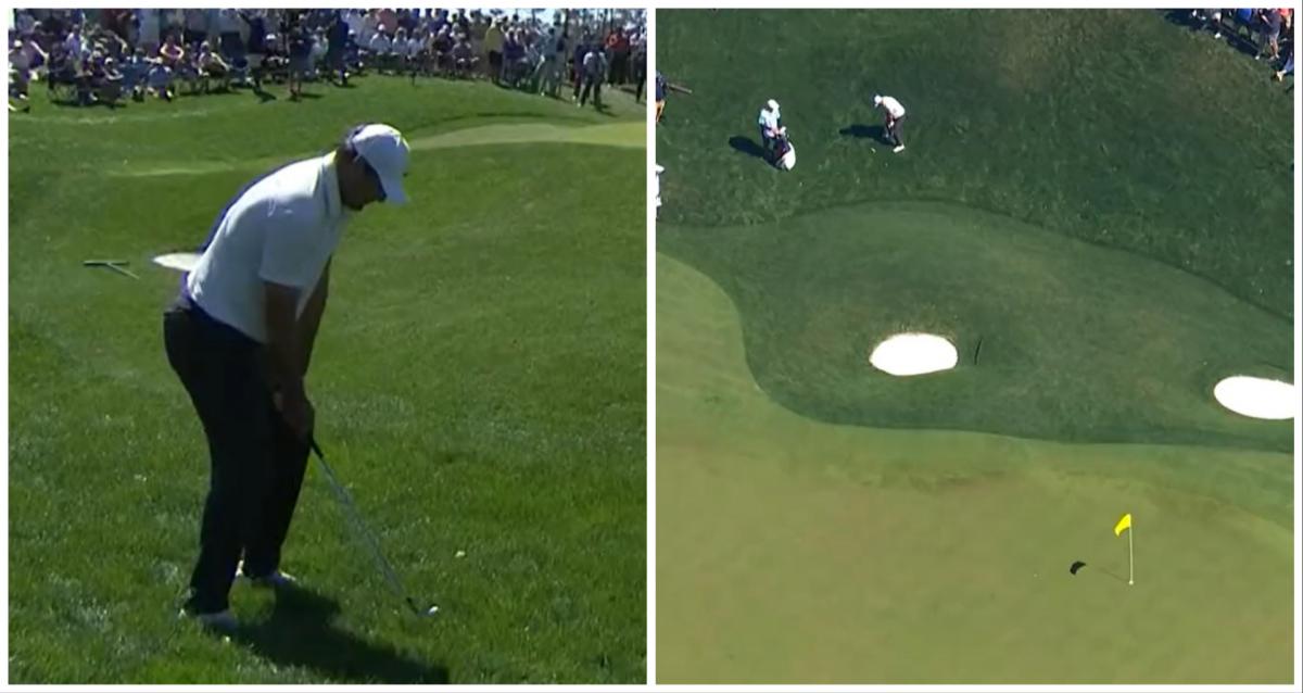 This aerial view shows just how INSANE Scottie Scheffler's eagle hole-out was