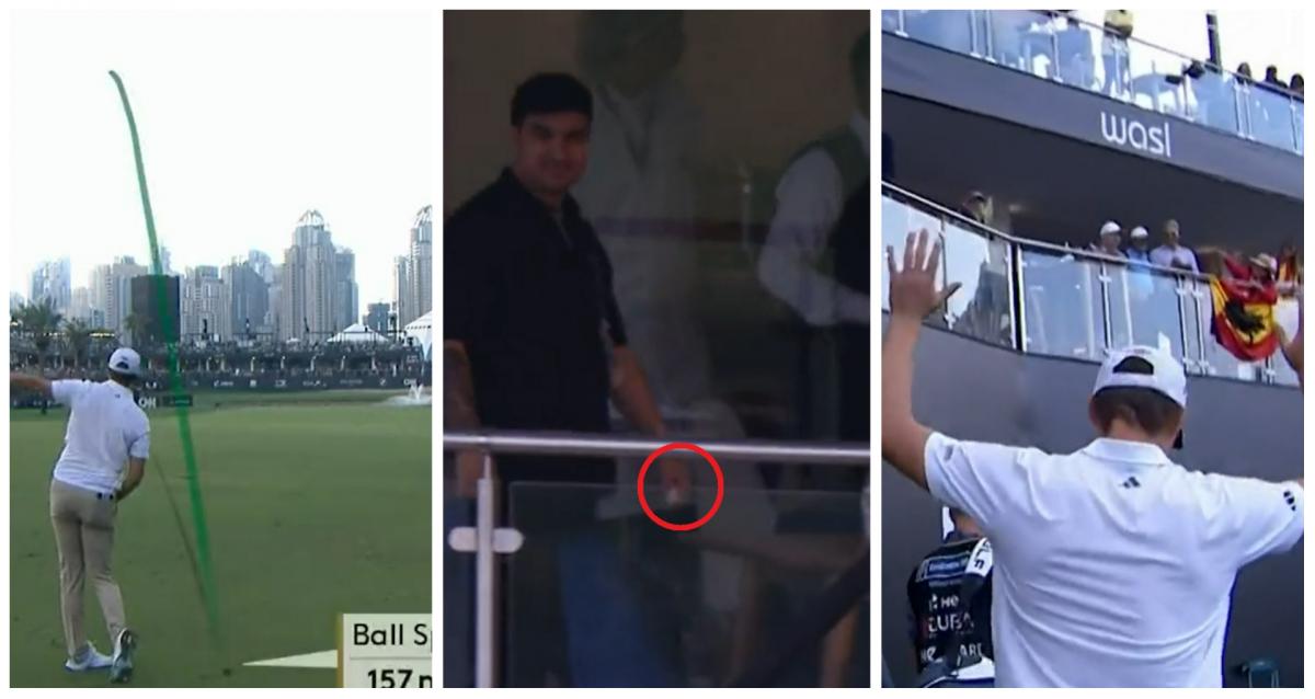 WATCH: Fan tries to pinch golf ball after pro hits wild shot into grandstand!