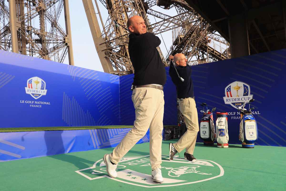 Ryder Cup captains recreate Palmer shot from Eiffel Tower