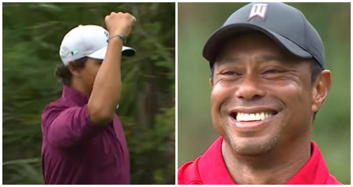 Charlie Woods delivers epic celebration in front of dad Tiger at PNC